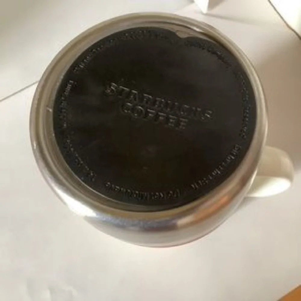 Starbucks White Red Green Stainless Steel Accent Coffee Mug